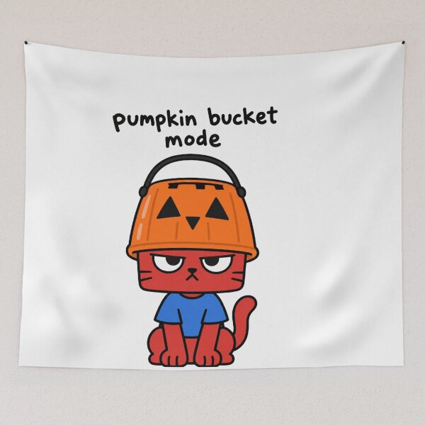 Item preview, Copy of  UpdatPumpkin Bucket Mode Cat – Funny Viral Halloween Meme Shirte Required — Funny Glitch Cat Coffee Lover Sticker designed and sold by AMBAYK.