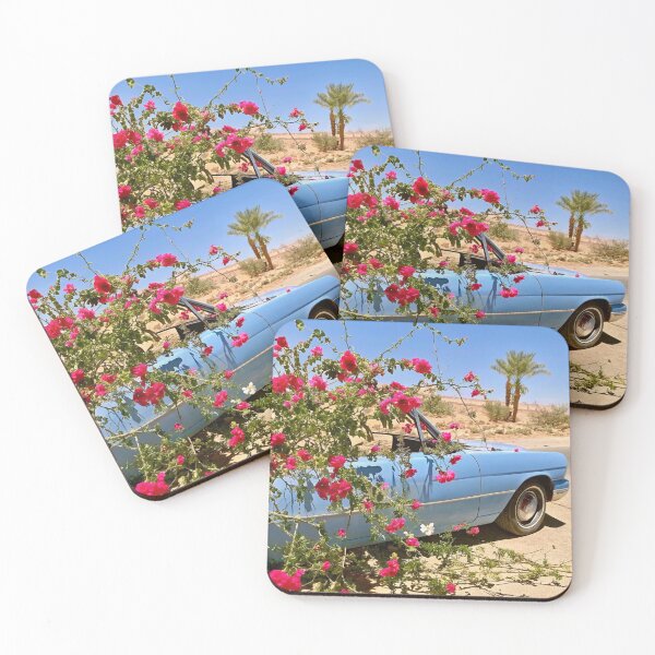 Item preview, Vintage Blue Car Pink Bougainvillea designed and sold by lokajumart.