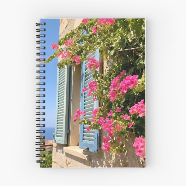 Item preview, Pink Blossoms Blue Window Shutters designed and sold by lokajumart.