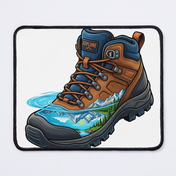 Item preview, Hiking boot with mountain reflection designed and sold by DVerse Studio.