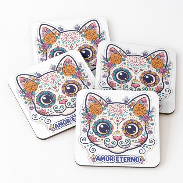 Item preview, Amor Eterno Cat Sugar Skull Sticker designed and sold by LunaAdventurer.