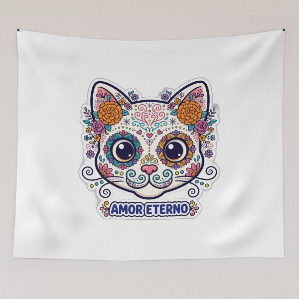 Item preview, Amor Eterno Cat Sugar Skull Sticker designed and sold by LunaAdventurer.