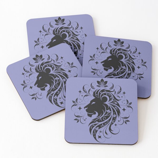 Item preview, Ornamental Leo Zodiac Lion – Mystical Floral Celestial Black Art designed and sold by Mousy17.