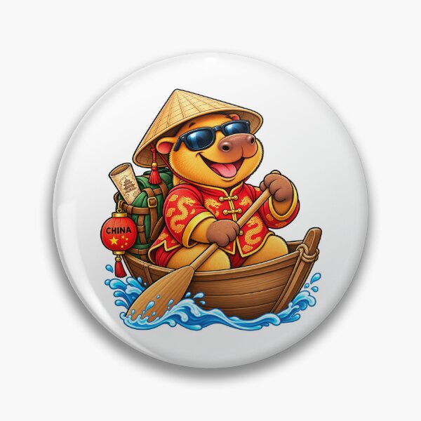 Item preview, Cute Chinese Capybara Rowing in China designed and sold by CapybaraTravels.
