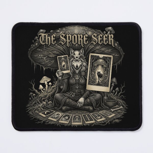 Item preview, The Spore Seeker – Gothic Wolf Mushroom Tarot designed and sold by printedartgoods.