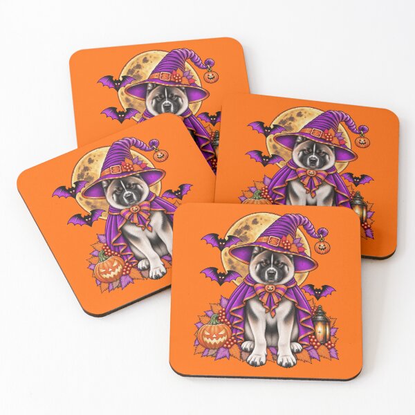 Item preview, American Akita Halloween Witch Costume & Spooky Pumpkin designed and sold by PixelsPaws.