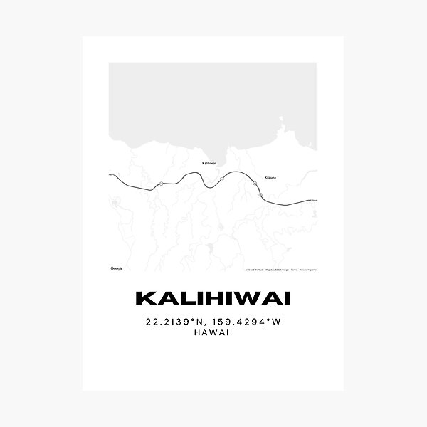 Item preview, Kalihiwai Kauai Map | Minimalist North Shore Hawaii Location Design designed and sold by RM-Journey.