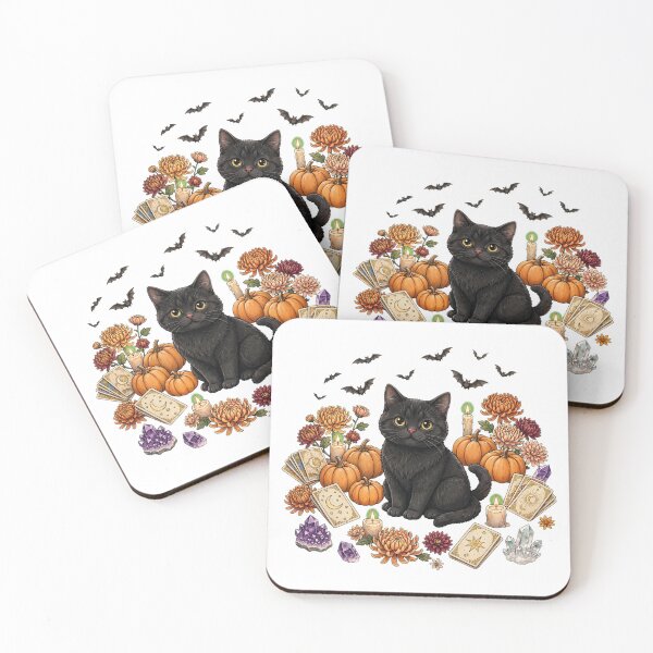 Item preview, Black Cat Halloween Tarot Card & Pumpkins Witchy Autumn Aesthetic designed and sold by Ghostlycats2026.