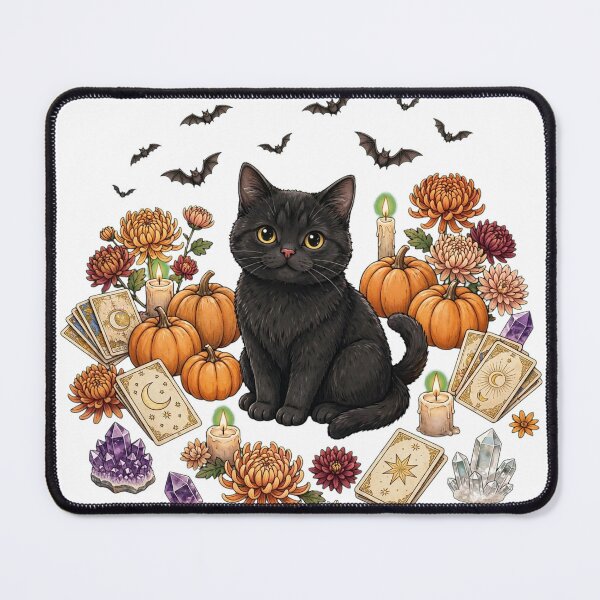Item preview, Black Cat Halloween Tarot Card & Pumpkins Witchy Autumn Aesthetic designed and sold by Ghostlycats2026.