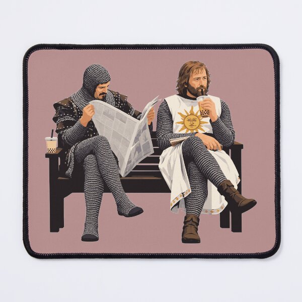 Item preview, Medieval Knights Drinking Boba Tea On Park Bench Anachronism designed and sold by KungPowUnicorn.