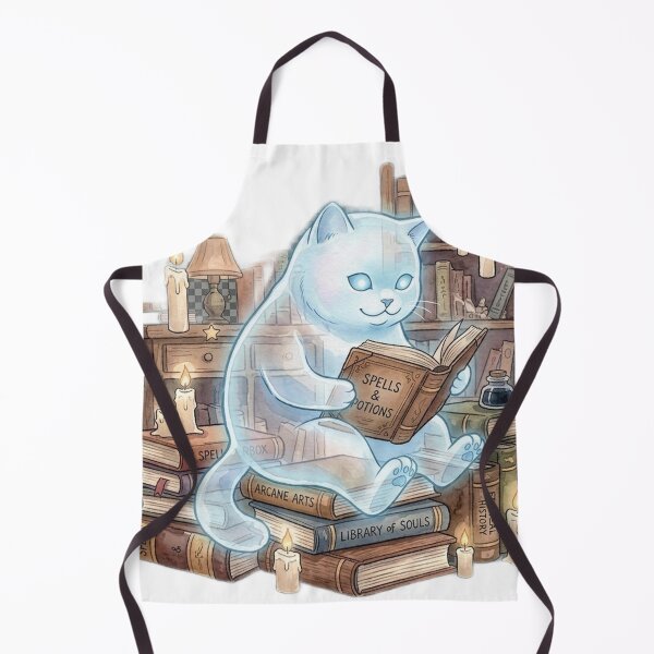 Item preview, Ghost Cat Reading Spell Book Cozy Spooky Library Aesthetic designed and sold by Ghostlycats2026.