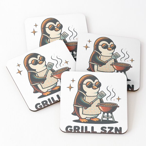 Item preview, Cute Penguin Barbecue Cook Retro Summer Art designed and sold by StickerNestYou.