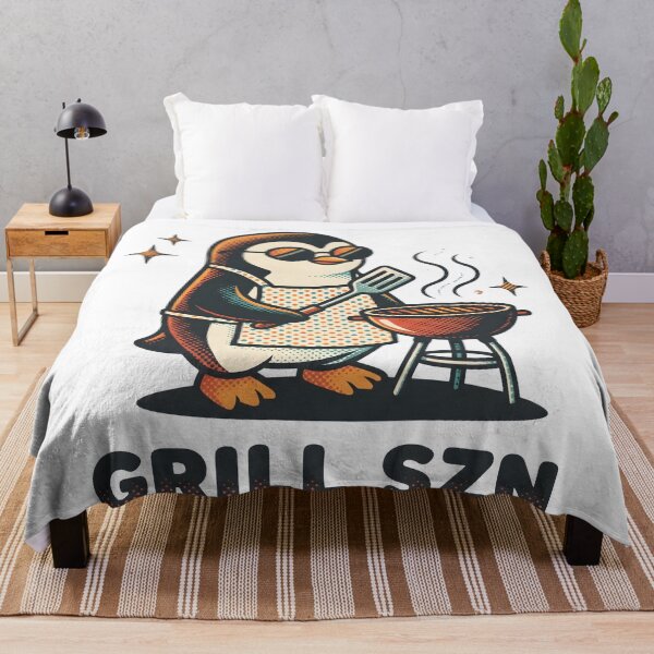 Item preview, Cute Penguin Barbecue Cook Retro Summer Art designed and sold by StickerNestYou.