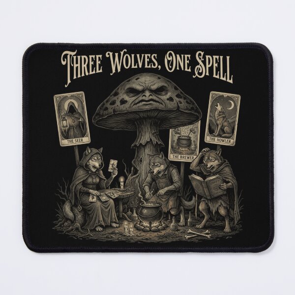 Item preview, Three Wolves One Spell – Gothic Mushroom Witch Tarot designed and sold by printedartgoods.