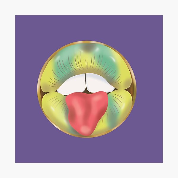 Item preview, Labios rebeldes estilo pop art: labios bicolor lima azul marino sobre fondo lila. designed and sold by GoldenRebels.
