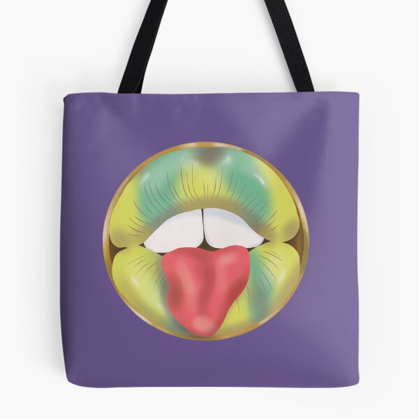 Item preview, Labios rebeldes estilo pop art: labios bicolor lima azul marino sobre fondo lila. designed and sold by GoldenRebels.