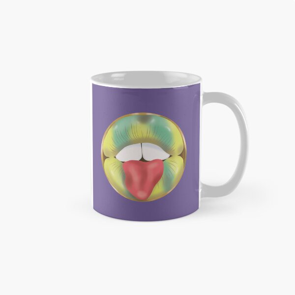 Aperçu de l'œuvre Lèvres rebelles Pop Art – Lèvres bicolores citron vert et bleu marine sur fond lilas créée et vendue par GoldenRebels.