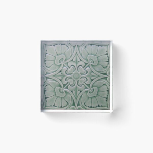 Item preview, Mint floral tile designed and sold by H4ppy01.