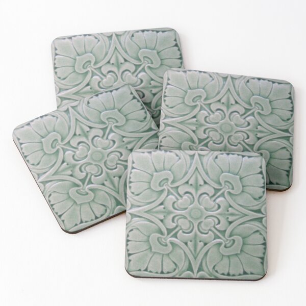 Item preview, Mint floral tile designed and sold by H4ppy01.