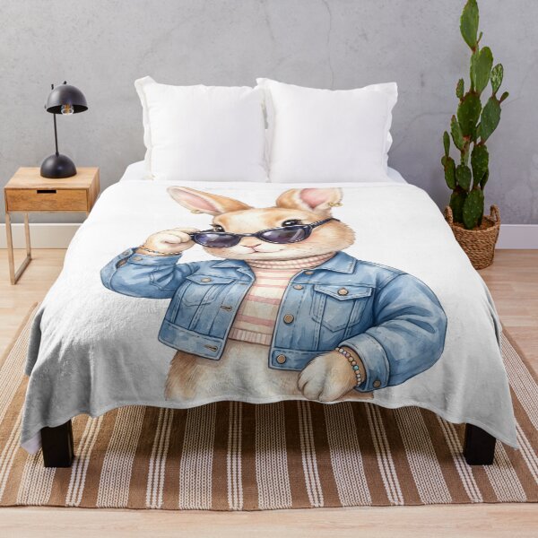 Item preview, Cute Fashion Rabbit Wearing Sunglasses and Denim designed and sold by StickerNestYou.