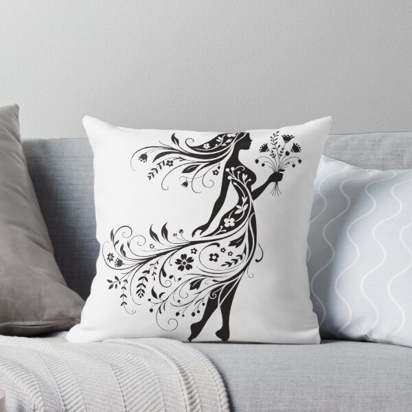Item preview, Floral Woman Silhouette – Botanical Goddess with Flowers and Flowing Hair designed and sold by Mousy17.