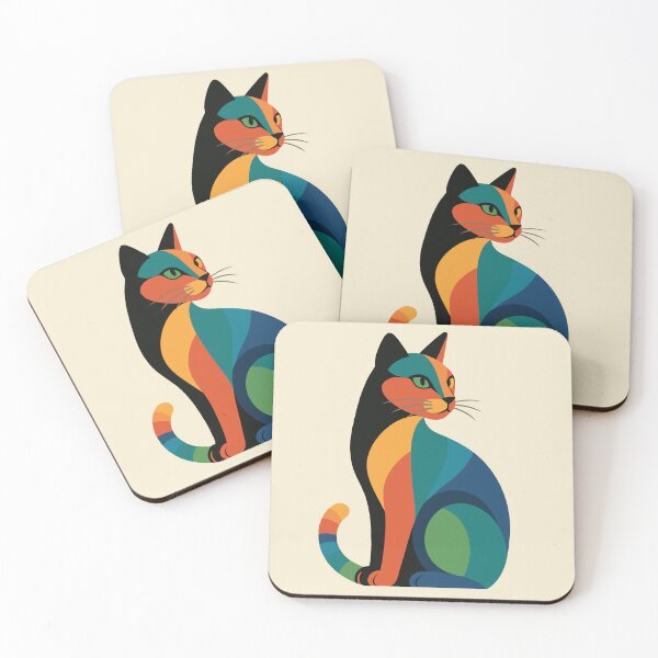 Item preview, Colorful Geometric Cat | Modern Abstract Feline Art designed and sold by ZHD Home Decor - Apparel - Accessories.