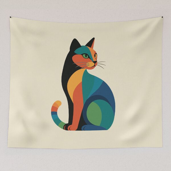 Item preview, Colorful Geometric Cat | Modern Abstract Feline Art designed and sold by ZanyPaintbrush.