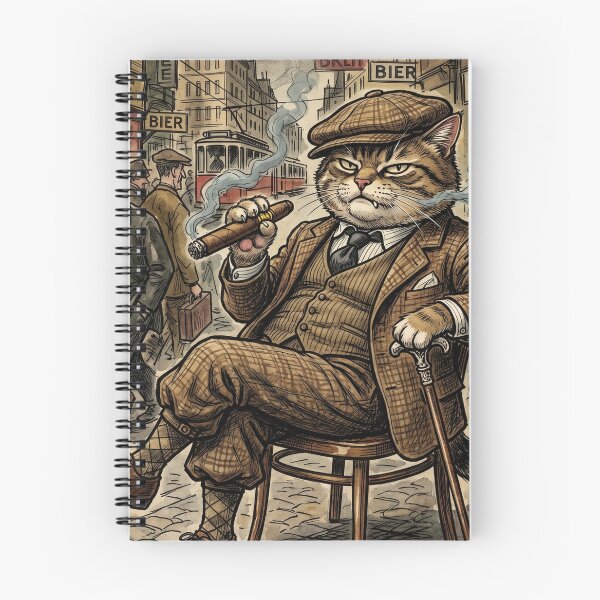 Item preview, The Boulevardier of Weimar: Vintage 1920s Cafe Society Smoking Cat Art Print designed and sold by FreiherrPK.