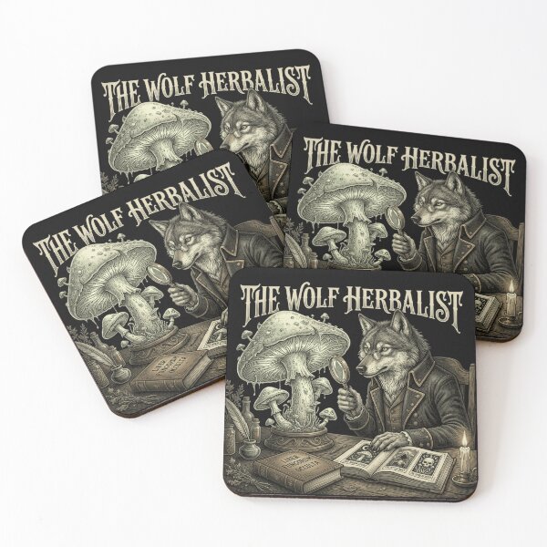 Item preview, The Wolf Herbalist – Gothic Mushroom Occult Scholar designed and sold by printedartgoods.