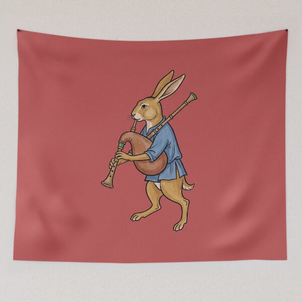 Item preview, The Bagpipe Apocalypse: Medieval Marginalia Hare Art Print designed and sold by FreiherrPK.