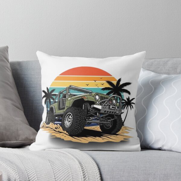 Item preview, Retro Off-Road Jeep Sunset Palm Trees Adventure Graphic designed and sold by Galaxydesignhub.