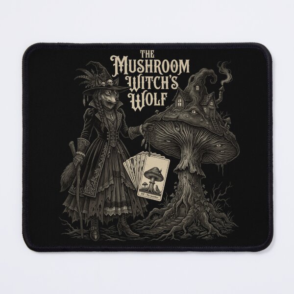 Item preview, The Mushroom Witch's Wolf – Gothic Witch Mushroom Art designed and sold by printedartgoods.