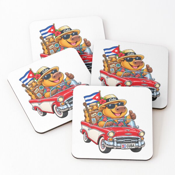 Item preview, Cute Cuban Capybara Vintage Car designed and sold by CapybaraTravels.