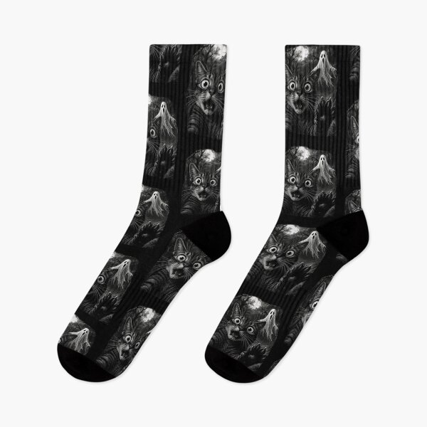 Item preview, Scared Cat Selfie With Ghost Halloween Moon designed and sold by RDGNR.