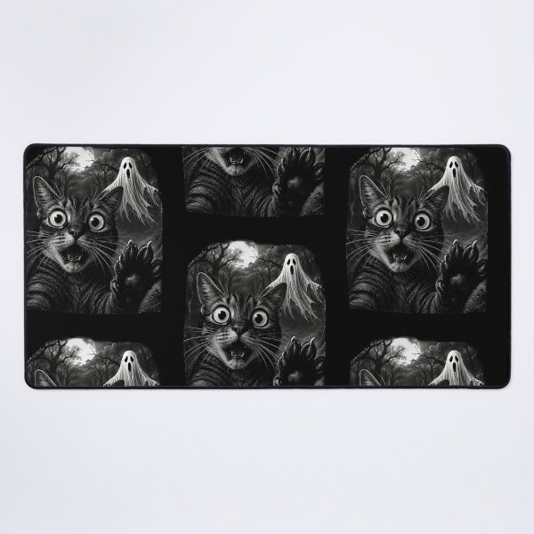 Item preview, Scared Cat Selfie With Ghost Halloween Moon designed and sold by RDGNR.