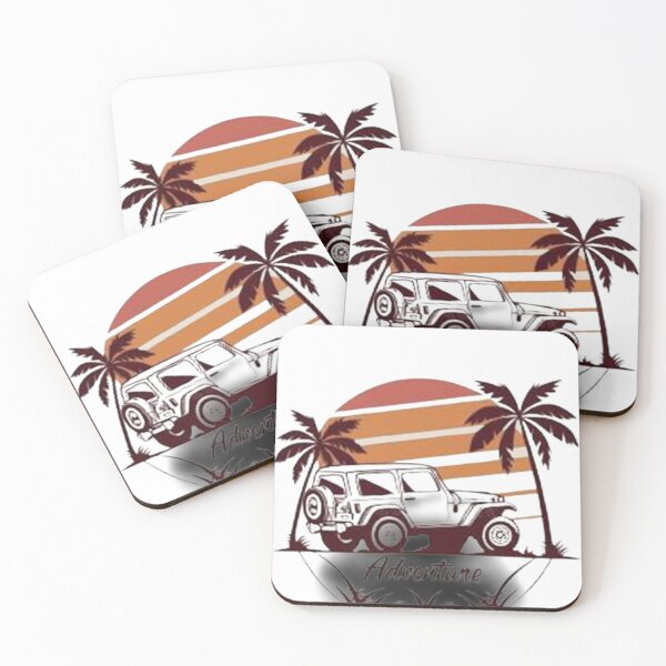 Item preview, Retro Off-Road Jeep Sunset Palm Trees Adventure Graphic designed and sold by Galaxydesignhub.