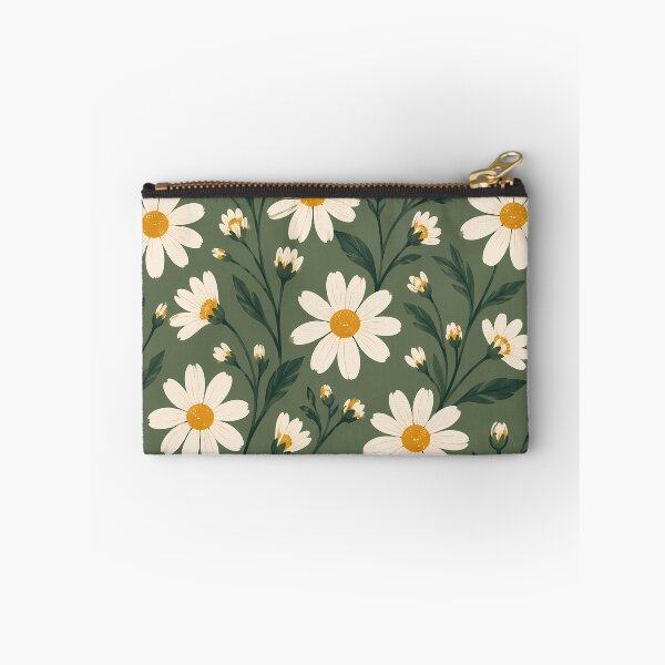 Item preview, Vintage Daisy Floral Pattern on Olive Green designed and sold by VOLLOS.
