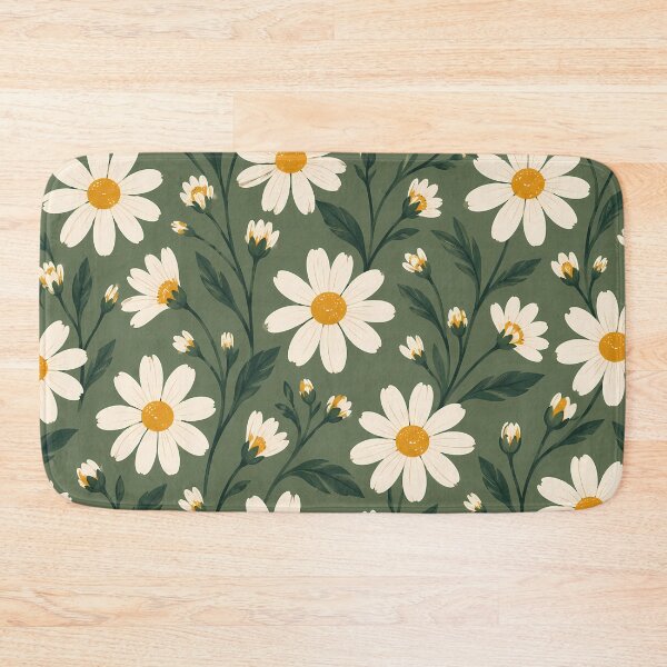 Item preview, Vintage Daisy Floral Pattern on Olive Green designed and sold by VOLLOS.