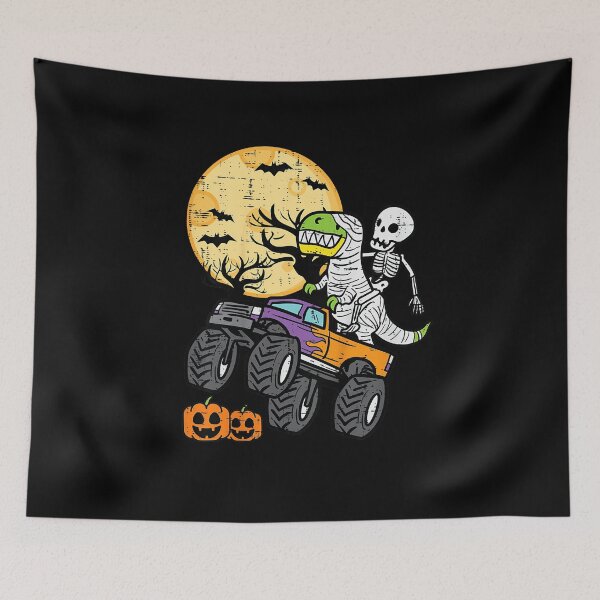 Item preview, Skeleton Dinosaur Monster Truck Halloween Spooky Kids Shirt designed and sold by KiblyTees.