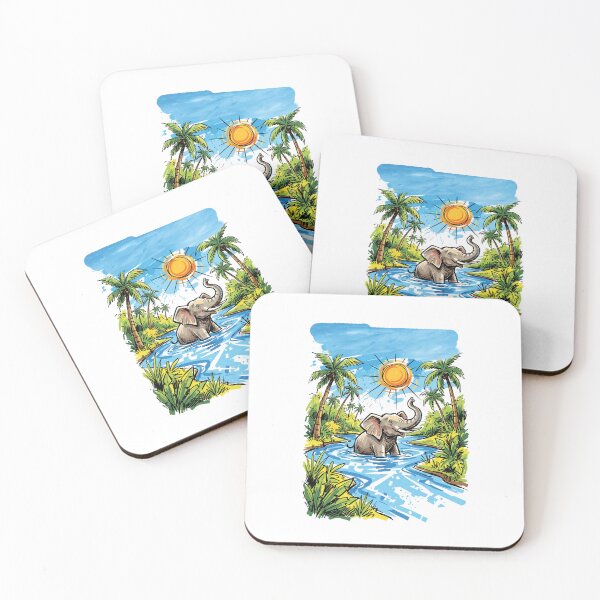 Item preview, Elephant Bathing River Sri Lanka Wildlife Art designed and sold by Merch by Das Design Studio.