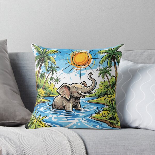 Item preview, Elephant Bathing River Sri Lanka Wildlife Art designed and sold by Merch by Das Design Studio.