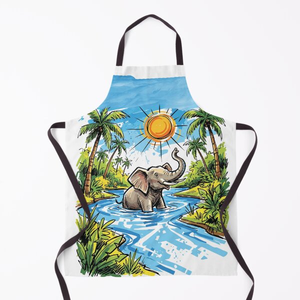 Item preview, Elephant Bathing River Sri Lanka Wildlife Art designed and sold by Merch by Das Design Studio.