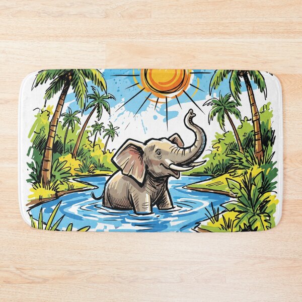 Item preview, Elephant Bathing River Sri Lanka Wildlife Art designed and sold by Merch by Das Design Studio.