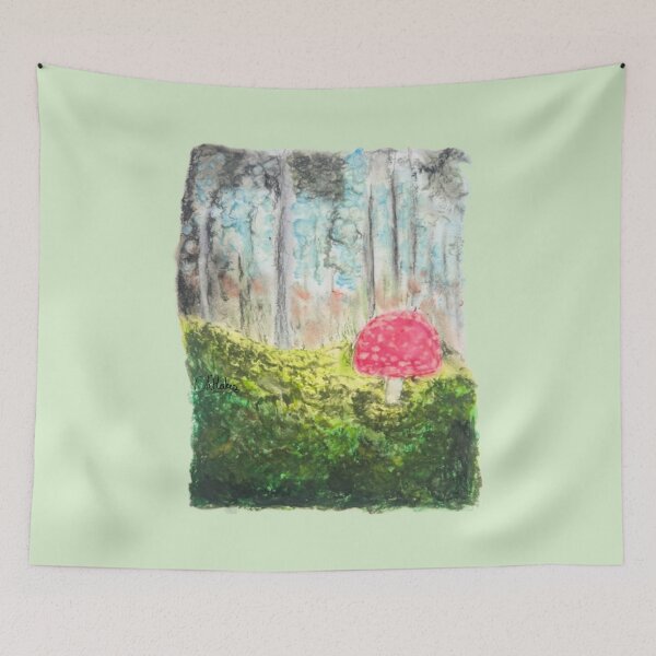 Item preview, Oversized Toadstool in a Forest: Oil Pastels designed and sold by Charlotte's Shop of Bird Stuff.