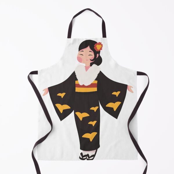 Item preview, Cute Geisha in Black Kimono Illustration   designed and sold by PIXeez⭐️⭐️⭐️⭐️⭐️.
