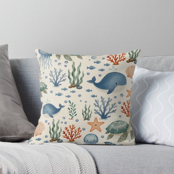 Item preview, Watercolor Ocean Friends Seamless Pattern designed and sold by SheHood.