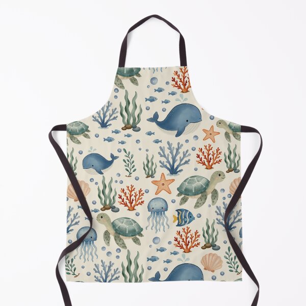 Item preview, Watercolor Ocean Friends Seamless Pattern designed and sold by SheHood.