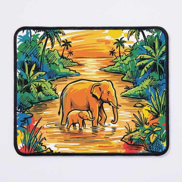 Item preview, Mother Baby Elephant River Crossing Art Print designed and sold by Merch by Das Design Studio.