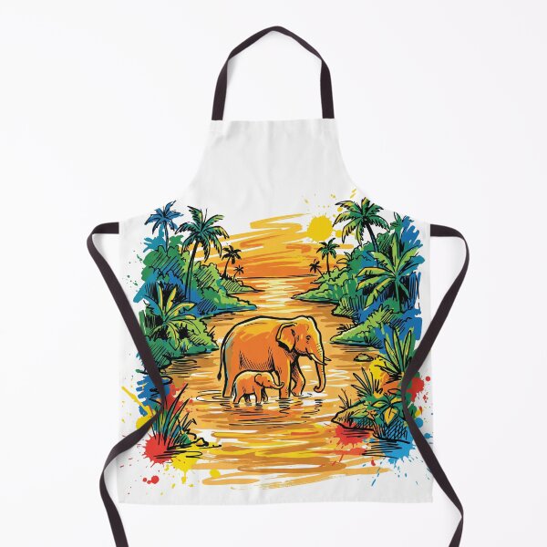 Item preview, Mother Baby Elephant River Crossing Art Print designed and sold by Merch by Das Design Studio.