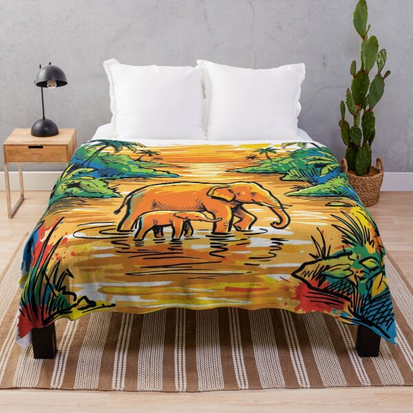 Item preview, Mother Baby Elephant River Crossing Art Print designed and sold by Merch by Das Design Studio.